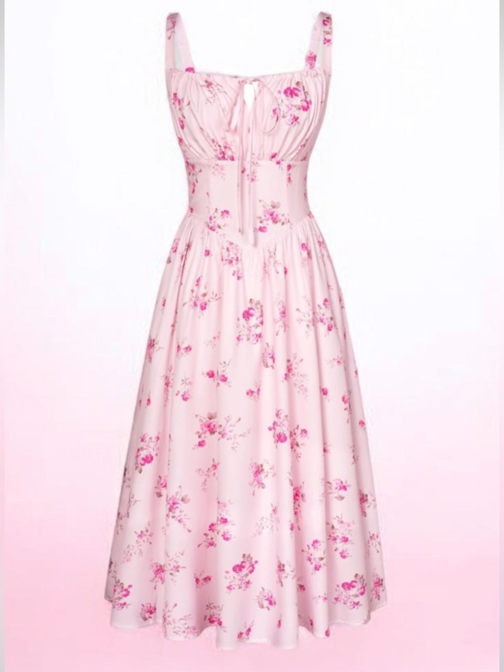 NWTSCARLET DARKNESS Pink Floral Midi Dress Corset Milkmaid Cottagecore Pockets M